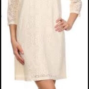 Tacera Womens Dress Large Eyelet Lace Shift Long Sleeve Knee Length Dress